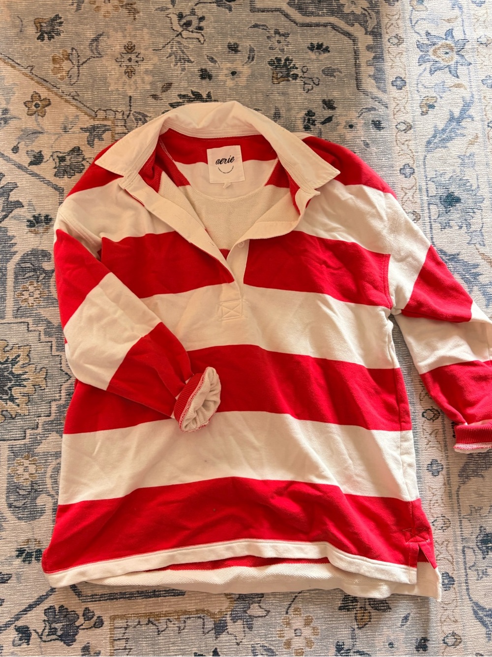 Aerie Women’s Red & White Striped Rugby Shirt